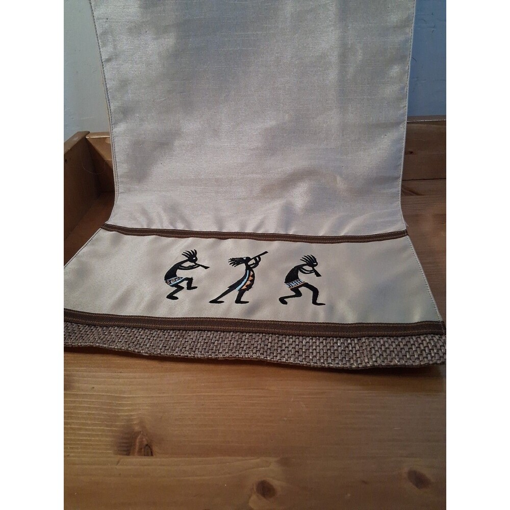 Kokopelli Flute Dancer Table Runner 13 x 72" Embroidered Silky No Tag